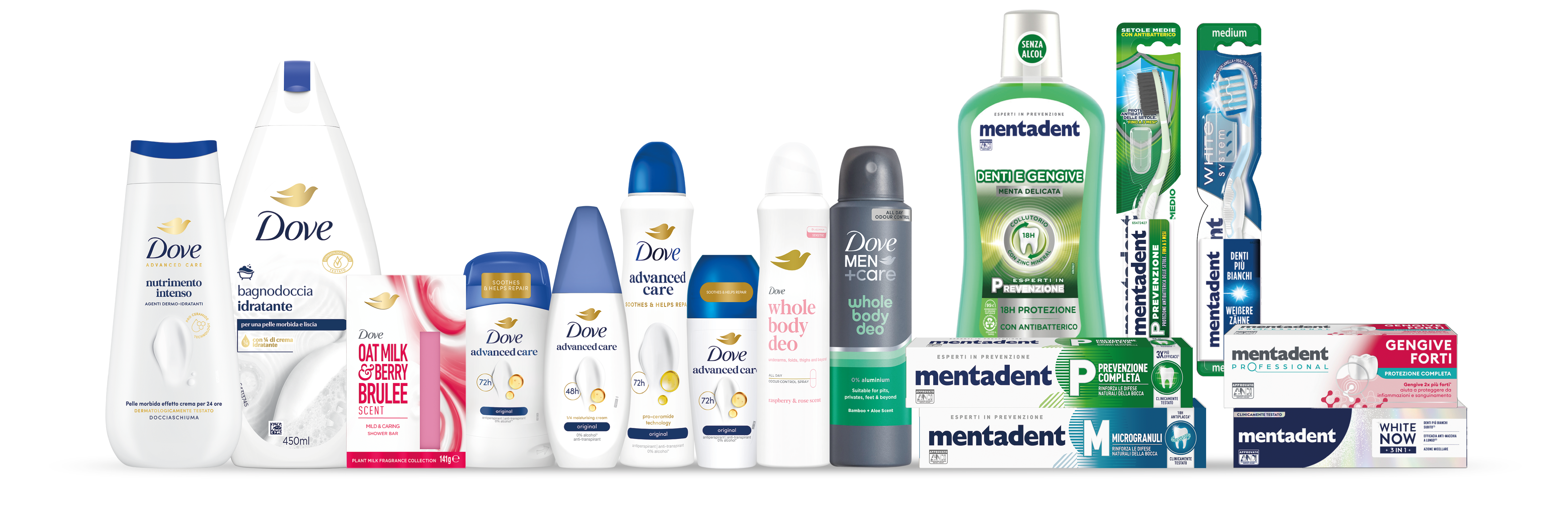 prodotti Dove e Mentadent